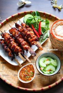 Thịt gà xiên nướng kiểu Thái – Thai grilled chicken